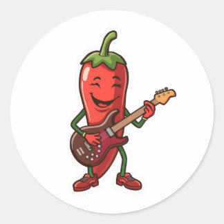 "Schattige pittige chilipeper die elektrische gita Ronde Sticker