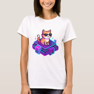 Schattige Pixel Art Koele Kat met Zonnebril T-shirt