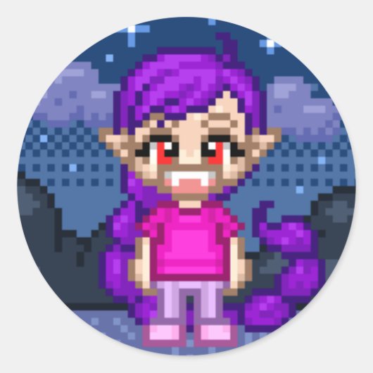 Schattige Pixel Darkfire Ronde Sticker (Voorkant)