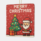 Schattige pixelkunst Kerstman Keramisch Ornament (Links)