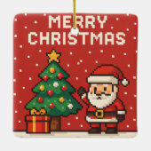 Schattige pixelkunst Kerstman Keramisch Ornament (Achterkant)