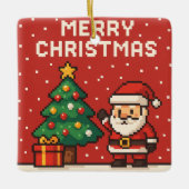 Schattige pixelkunst Kerstman Keramisch Ornament (Voorkant)
