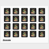 Schattige Pizza Dinosaurus feest Vierkante Sticker (Vel)