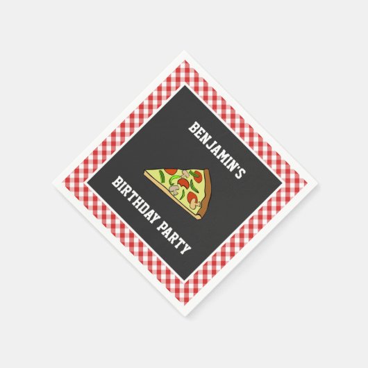 Schattige Pizza Kids Verjaardagsfeestpapier Servet (Hoek)