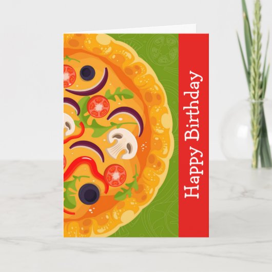 Schattige pizza liefhebber kleurrijk voedsel verja kaart (Voorkant)