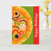 Schattige pizza liefhebber kleurrijk voedsel verja kaart (Gele Bloem)