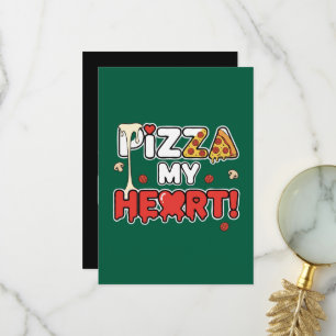 Schattige Pizza Mijn Hart Grappige Foodie Woordspe Bedankkaart