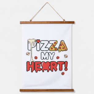 Schattige Pizza Mijn Hart Grappige Foodie Woordspe Hangend Wandkleed