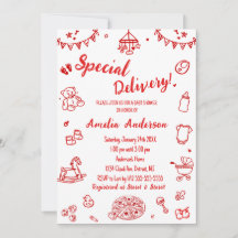 Schattige Pizza Speciale Levering Doodle Baby Show