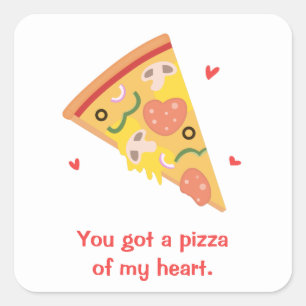 Schattige Pizza van mijn Hart Pijn Liefde Humor Vierkante Sticker