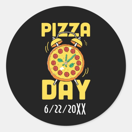 Schattige pizzadeel Datum toevoegen Ronde Sticker (Voorkant)