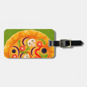 Schattige pizzaliefhebber kleurrijk eten bagagelabel (Voorkant horizontaal)