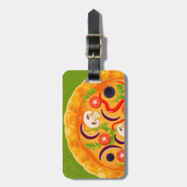 Schattige pizzaliefhebber kleurrijk eten bagagelabel