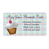 Schattige Plaid Cupcake Custom Label (Voorkant)
