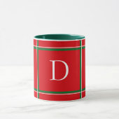Schattige Plaid Rood Groen Wit Kerst Initiaal Mok (Midden)