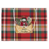 Schattige Plaid Rustiek Script Christmas Custom Fa Groot Cadeauzakje (Voorkant)