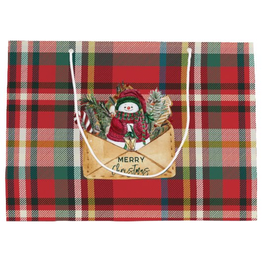 Schattige Plaid Rustiek Script Christmas Custom Fa Groot Cadeauzakje (Achterkant)
