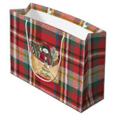 Schattige Plaid Rustiek Script Christmas Custom Fa Groot Cadeauzakje (Achterkant Gekanteld)