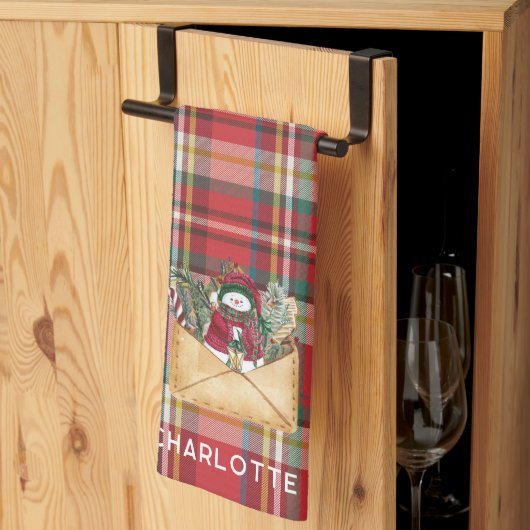 Schattige Plaid Rustiek Script Kerst Feestdagen Cu Theedoek (Derde Gevouwen)