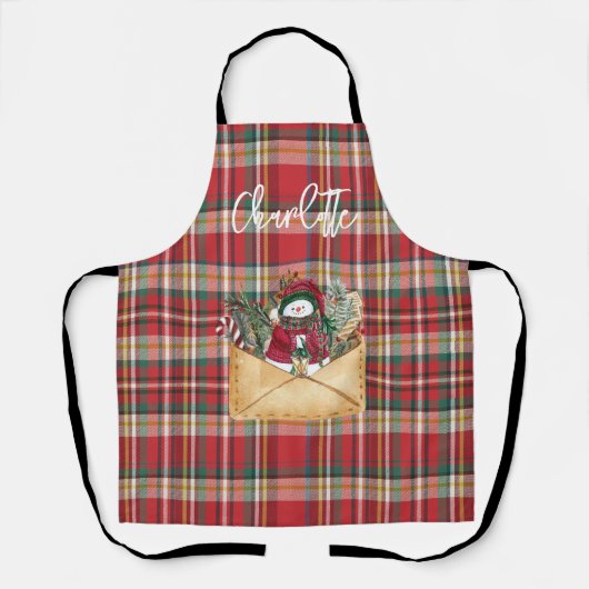 Schattige Plaid Rustiek Script Kerst Feestdagen Na Schort (Voorkant)