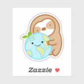 Schattige planeet aarde luiaard sticker (Vel)