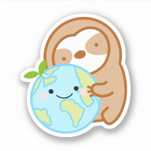 Schattige planeet aarde luiaard sticker (Voorkant)