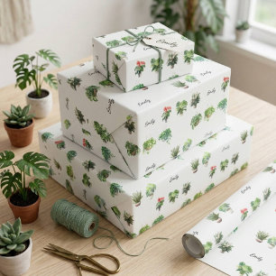 Schattige Plant Liefhebber Met Eigen Naam Cadeaupapier
