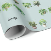 Schattige Plant Liefhebber Met Eigen Naam Cadeaupapier (Rol Hoek)