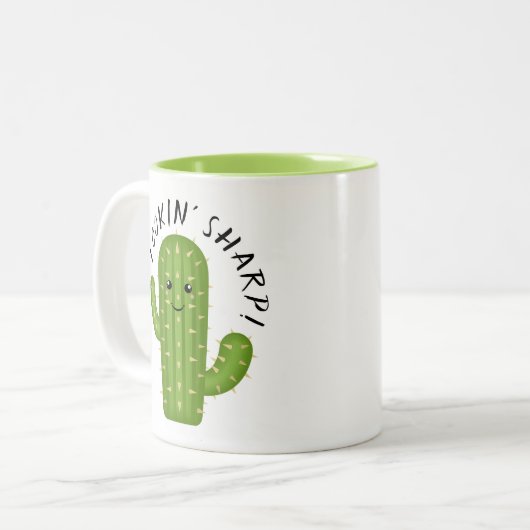 Schattige Plant Lover Cactus Lookin' Sharp Tweekleurige Koffiemok (Voorkant links)