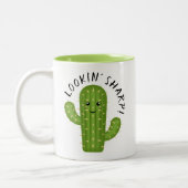 Schattige Plant Lover Cactus Lookin' Sharp Tweekleurige Koffiemok (Links)