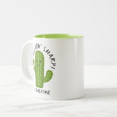 Schattige Plant Lover Cactus Lookin' Sharp Tweekleurige Koffiemok (Voorkant links)