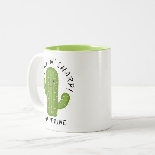 Schattige Plant Lover Cactus Lookin' Sharp Tweekleurige Koffiemok (Voorkant links)