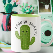 Schattige Plant Lover Cactus Lookin' Sharp Tweekleurige Koffiemok