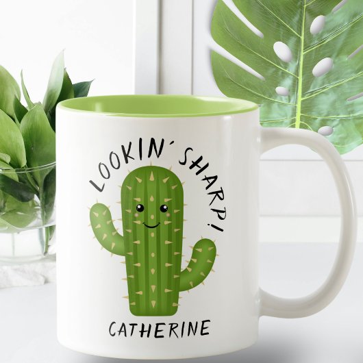 Schattige Plant Lover Cactus Lookin' Sharp Tweekleurige Koffiemok