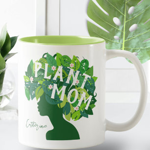 Schattige Plant Mom Gepersonaliseerde Plant Lover  Tweekleurige Koffiemok