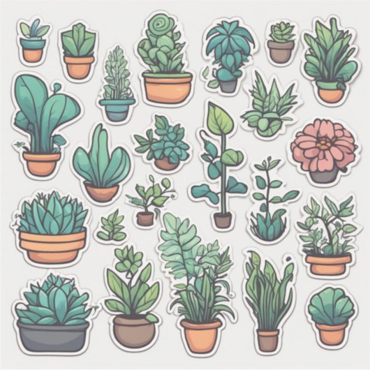 Schattige plant sticker blad (Voorkant)