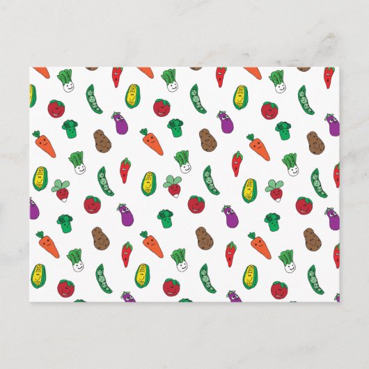 Schattige Plantaardig Voedselpatroon Briefkaart (Voorkant)