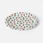 Schattige Plantaardig Voedselpatroon Papieren Bordje (Gekanteld)