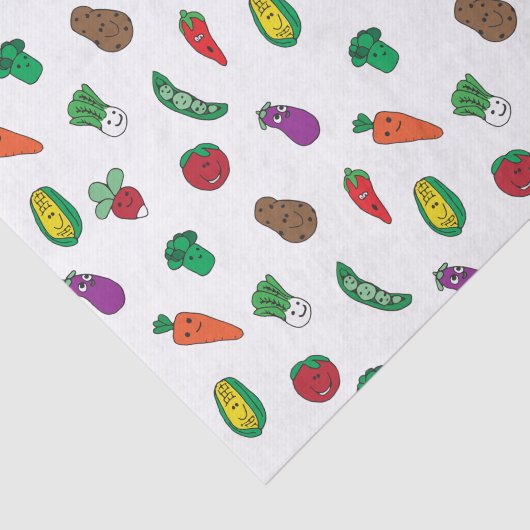 Schattige Plantaardig Voedselpatroon Tissuepapier (Detail)