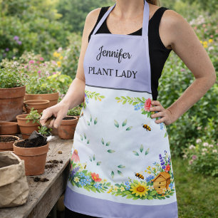 Schattige Plantendame bloemen tuinieren monogram n Schort