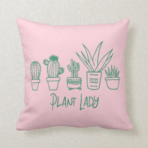Schattige Plantendame Grappig Cactus Citaat in Roz Kussen