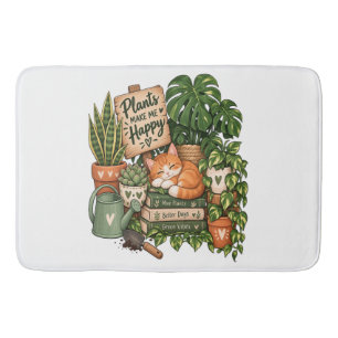 Schattige Plantenliefhebber Kat – Planten Maken Me Badmat