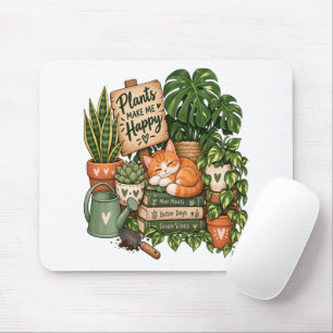 Schattige Plantenliefhebber Kat – Planten Maken Me Muismat