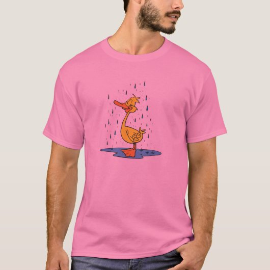 schattige plas eend in de regen t-shirt (Voorkant)