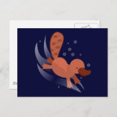 schattige Platypus-duik Briefkaart (Voorkant / Achterkant)