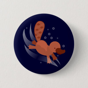 schattige Platypus-duik Ronde Button 5,7 Cm