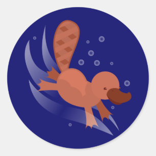 schattige Platypus-duik Ronde Sticker