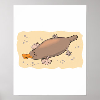 schattige platypus in zand poster