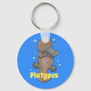 Schattige platypusillustratie van baby met belletj sleutelhanger