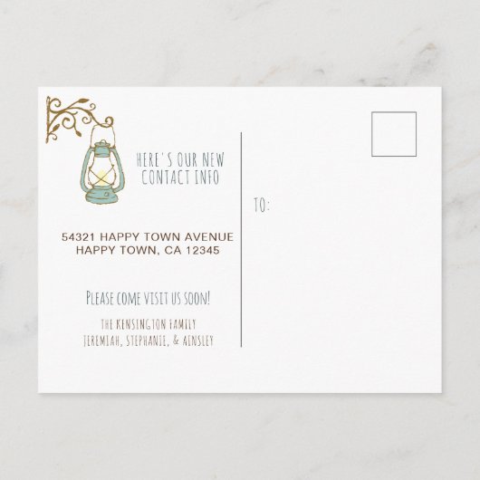 Schattige plezier dat we bewegen | Nieuwe startpun Aankondigingskaart (Achterkant)